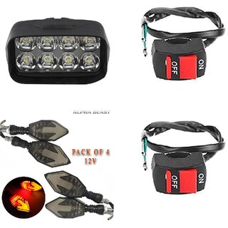                       Combo Fog light 8 led 1pc Arrow Indicator 4pc With Wire Switch 2pc                                               