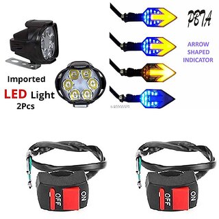                       Combo Fog light 6 led 2pc D Shape Indicator 4pc With Wire Switch 2pc                                               