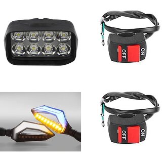                       Combo Fog light 8 led 1pc D Shape Indicator 2pc With Wire Switch 2pc                                               