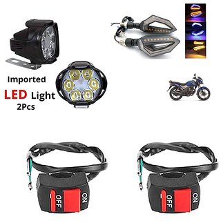                       Combo fog light 6 led 2pc D Shape Indicator 2pc with Wire Switch 2pc                                               