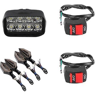                       Combo Fog light 8 led 1pc D Shape Indicator 4pc With Wire Switch 2pc                                               