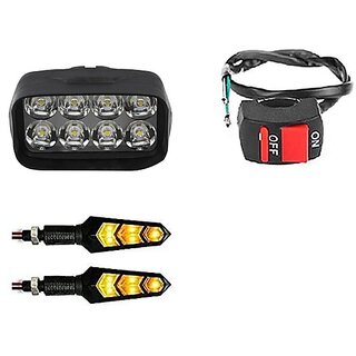                       Combo Fog light 8 led 1pc Flexible Indicator 2pc With Wire Switch 1pc                                               