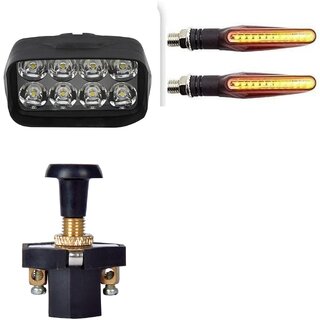                       Combo fog light 8 led 1pc Ktm Indicator 2pc with Push Pull Switch 1pc                                               