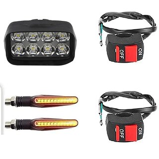                       Combo fog light 8 led 1pc Ktm Indicator 2pc With Wire Switch 2pc                                              