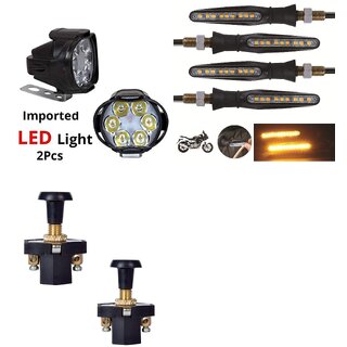                       Combo fog light 6 led 2pc Ktm Indicator 4pc with Push Pull Switch 2pc                                              