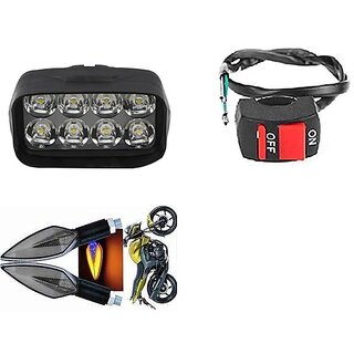                       Combo Fog light 8 led 1pc Leaf Indicator 2pc With Wire Switch 1pc                                               
