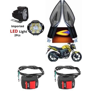                       Combo Fog light 6 led 2pc Leaf Indicator 2pc With Wire Switch 2pc                                              