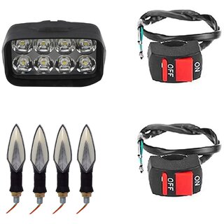                      Combo Fog light 8 led 1pc Leaf Indicator 4pc With Wire Switch 2pc                                               