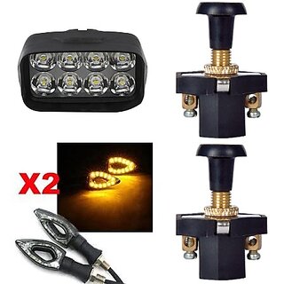                       Combo Fog light 8 led 1pc Paan Indicator 2pc With Push Pull Switch 2pc                                               