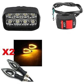                       Combo Fog light 8 led 1pc Paan Indicator 2pc With Wire Switch 1pc                                               