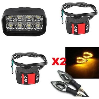                       Combo fog light 8 led 1pc Paan Indicator 2pc with Wire Switch 1pc                                               