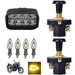                       Combo fog light 8 led 1pc Paan Indicator 4pc with Push Pull Switch 2pc                                               