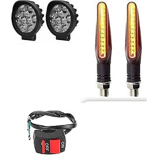                       Combo fog light 9 led Cap 2pc Ktm Indicator 2pc with wire switch 1pc                                              