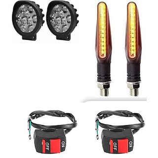                       Combo fog light 9 led Cap 2pc Ktm Indicator 2pc with wire switch 2pc                                              