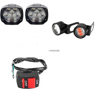                       Combo Fog Light 9 Led Cap 2pc wire Switch 1pc With Bike Strobe Light                                              