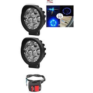                       Combo Fog Light 9 Led Cap 2pc wire Switch 1pc With Bike Tyre Light                                              
