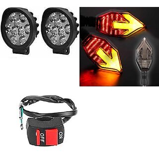                       Combo fog light 9 led Cap 2pc Arrow Indicator 2pc with Wire Switch 1pc                                               