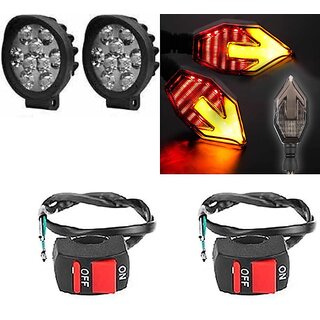                       Combo fog light 9 led Cap 2pc Arrow Indicator 2pc with Wire Switch 2pc                                              