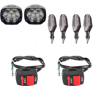                       Combo fog light 9 led 2pc U Shape Indicator 2pc with Wire Switch 2pc                                               