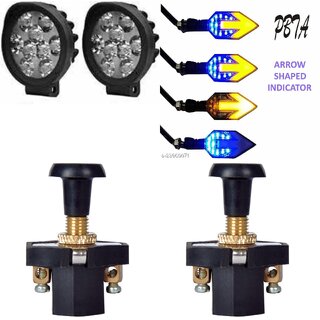                       Combo fog light 9 led Cap 2pc Arrow Indicator 2pc with Push Pull Switch 2pc                                              