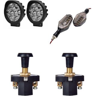                       Combo fog light 9 led Cap 2pc U Shape Indicator 2pc with push pull Switch 2pc                                               