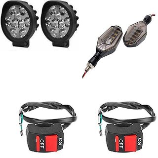                       Combo fog light 9 led Cap 2pc U Shape Indicator 2pc with Wire Switch 2pc                                               