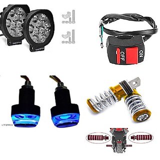 Combo Fog Light 9 led Cap 2pc FootRest 1 Pair Bike Handle Light 1 Pc With Wire Switch 1pc Combo Fog Light 9 led Cap 2pc FootRest 1 Pair Bike Handle Light 1 Pc With Wire Switch 1pc