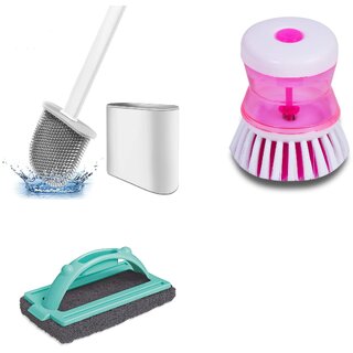                       Combo Cleaning For home Toilet Brush, Soap Dispenser, With Tail Brush                                               