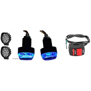                       Combo Fog light 9 led Cap 2pc Bike Handle Light 1 Pair With Wire Switch 1pc                                              