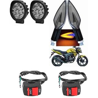                       Combo fog light 9 led Cap 2pc Leaf Indicator 2pc with Wire Switch 2pc                                               