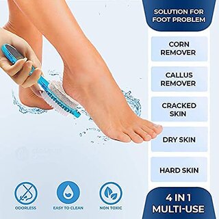                       4 in 1 Pedicure Brush - Foot Scrubber, Foot Cleaning Brush with Pumice Stone Exfoliating Tool Dead Skin Callus Remover                                              