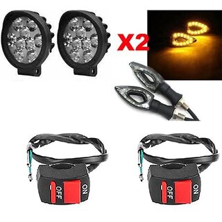                       Combo fog light 9 led Cap 2pc Paan Indicator 2pc with Wire Switch 2pc                                               