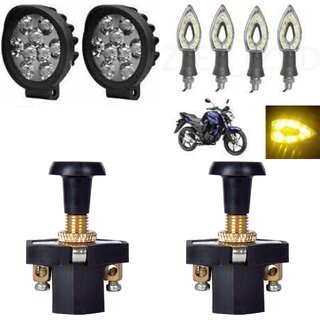                       Combo fog light 9 led Cap 2pc Paan Indicator 4pc with push pull switch 2pc                                               