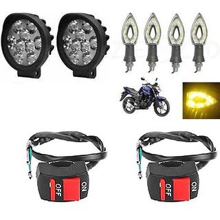                       Combo fog light 9 led Cap 2pc Paan Indicator 4pc with Wire switch 2pc                                              
