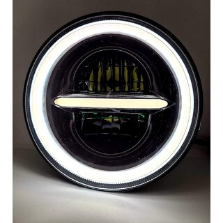                       Original HJG Minus With Ring110W LED Headlight Powerful Daymaker CREE/Osram LED With High/Low Beam, DRL, Cool Amber Light 12V With New Shine Compatible With Jeep/Thar/Gypsy                                              