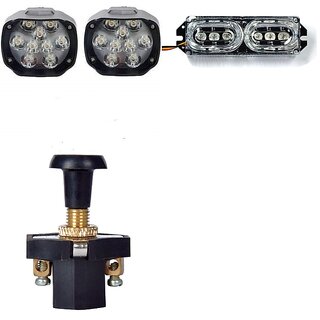 Combo Fog Light 9 Led 2pc Push Pull Switch 1pc With Car Bike Flasher Light Combo Fog Light 9 Led 2pc Push Pull Switch 1pc With Car Bike Flasher Light