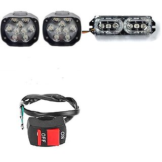                       Combo Fog Light 9 Led 2pc Wire Switch 1pc With Car Bike  Flasher Light                                              