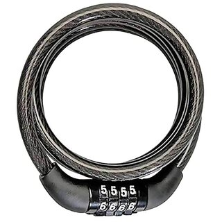                       Black Heavy Bicycle 4 Letters Number Lock Combination Coiled Bike Steel Cable Lock Cycling Lock Bicycle Lock Accessories Helmet Lock                                              