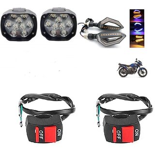                       Combo fog light 9 led 2pc D Shape Indicator 2pc with Wire Switch 2pc                                               
