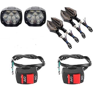                       Combo fog light 9 led 2pc D Shape Indicator 4pc with Wire Switch 2pc                                               
