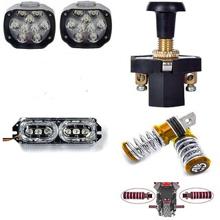                       Combo Fog Light 9 led 2pc FootRest 1 Pair Bike  Flasher Light 1 Pc With Push Pull Switch 1pc                                               