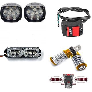                       Combo Fog Light 9 led 2pc FootRest 1 Pair Bike  Flasher Light 1 Pc With Wire Switch 1pc                                               