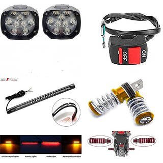                       Combo Fog Light 9 led 2pc FootRest 1 Pair Bike Strip Brake Light 1 Pc With Wire Switch 1pc                                               