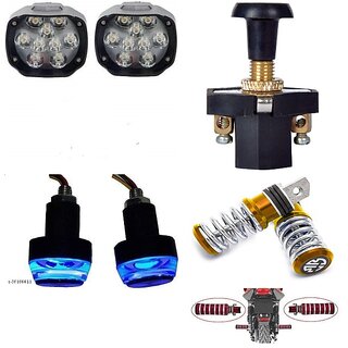                      Combo Fog Light 9 led 2pc FootRest 1 Pair Bike Handle Light 1 Pc With Push Pull Switch 1pc                                               