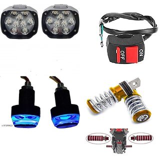                       Combo Fog Light 9 led 2pc FootRest 1 Pair Bike Handle Light 1 Pc With Wire Switch 1pc                                               