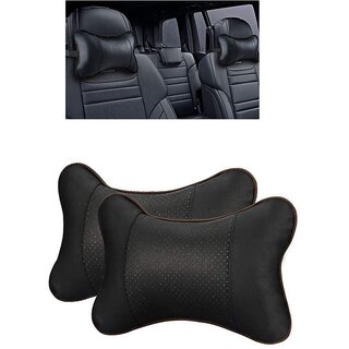 2PCS Leather Car Seat Pillow Breathable Car Head Neck Rest Cushion Headrest Auto Car Safety Pillow - Black (Black) 2PCS Leather Car Seat Pillow Breathable Car Head Neck Rest Cushion Headrest Auto Car Safety Pillow - Black (Black)