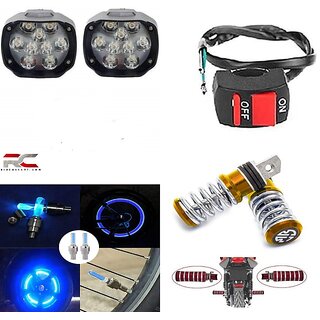 Combo Fog Light 9 led 2pc FootRest 1 Pair Bike Tyre Light 1 Pc With Wire Switch 1pc Combo Fog Light 9 led 2pc FootRest 1 Pair Bike Tyre Light 1 Pc With Wire Switch 1pc