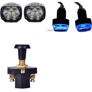                       Combo Fog Light 9 Led 2pc Push Pull Switch 1pc With Bike Handle Light                                               