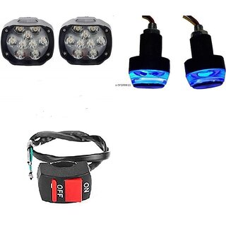                       Combo Fog Light 9 Led 2pc Wire Switch 1pc With Bike Handle Light                                               