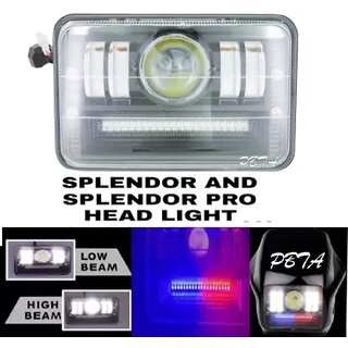                       Hero Splendor Bike LED Headlight Hi/Low Beam With 3 Mode Red and Blue Flashing VIP  Light For Hero Splendor Plus, Splendor Pro, Splendor                                              